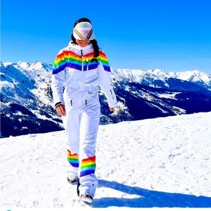 Brand New with Tags NWT OOSC RAINBOW ROAD SKI SUIT WOMEN'S Snow Salopette M